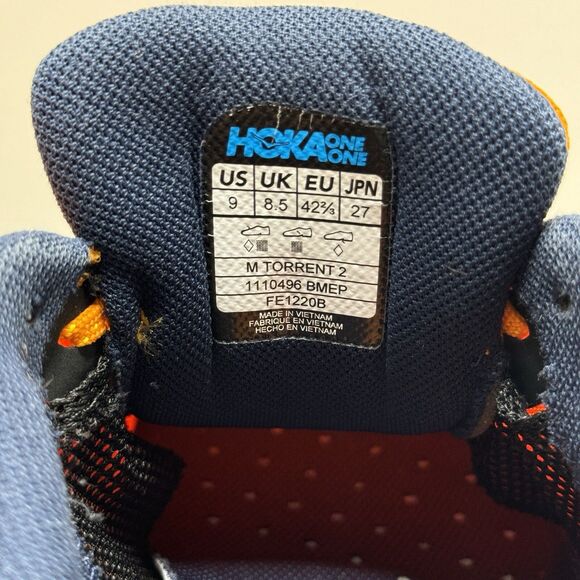 HOKA Torrent 2 Trail Orange Running Shoes Sneakers 1110496 Men’s Size 9 *GREAT* - Picture 5 of 10